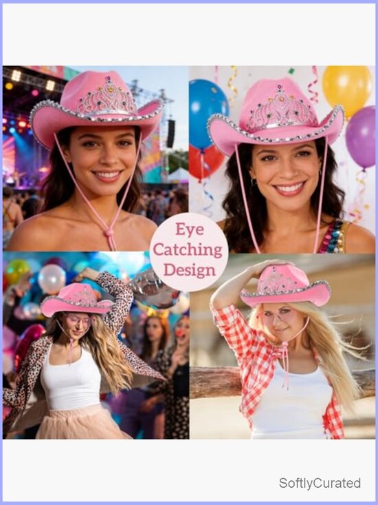 Cowgirl Hat with Tiara Crown and Heart Glasses 2 Pack main image 6